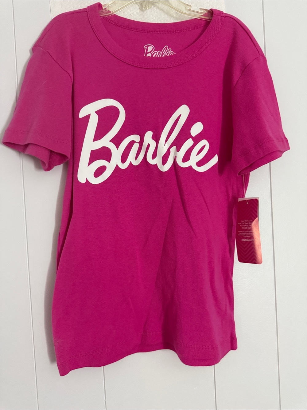 Barbie Hot Pink Short Sleeve Tee with White Logo